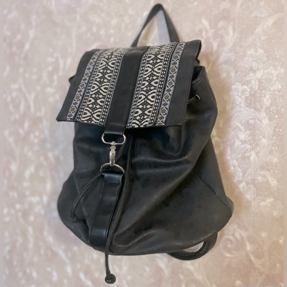 Black Leather Backpack Purse